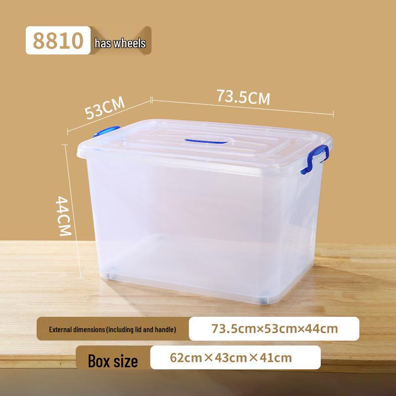 Extra Large Transparent Plastic Storage Box with Wheels for Clothes and Quilts