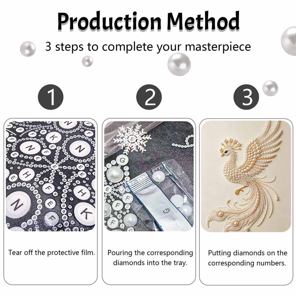 5D DIY Pearl Diamond Painting Kit Majestic Phoenix Full Drill Embroidery Mosaic Art Home Wall Decor Gift