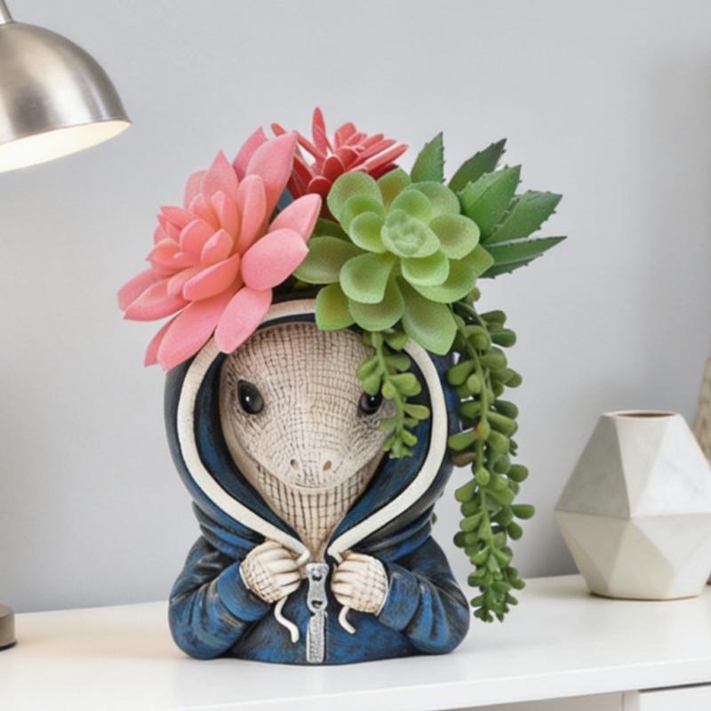 Cartoon Animal Shape Resin Planter Playfulness Flower Pot Suitable For Balcony And Living Room Decoration