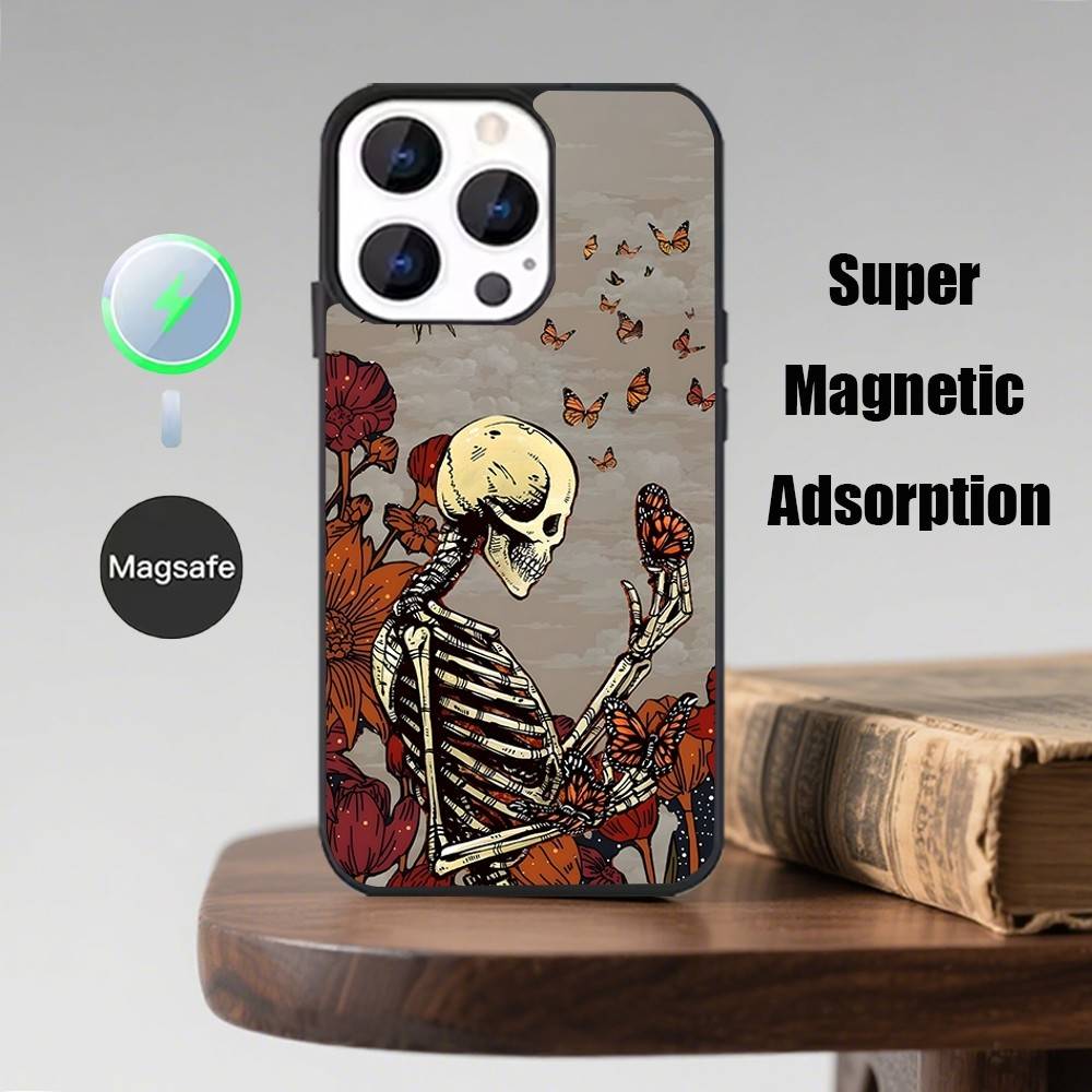 Day of the Dead Mexican Catrina Skull Phone Case  For iPhone 17,16,15,14,13,Pro,Max,Plus,Magsafe,Magnetic Wireless Charging Case
