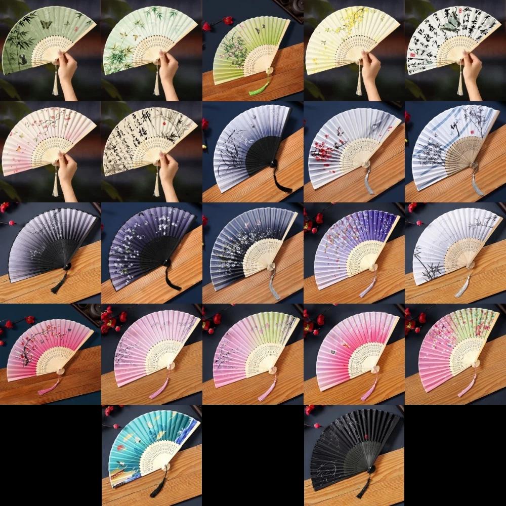 Butterfly Tassel Folding Fan Chinese Style Handheld Fan Ancient Bamboo Fan Hanfu Accessories