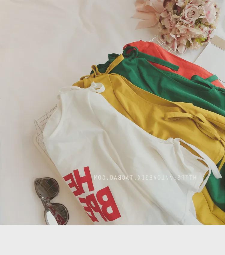 2024 Korean Style Off-Shoulder Bowknot Print Mid-Length T-shirt Dress with Five-Point Sleeves.