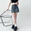 Jupe trapèze classique polyvalente vintage Bustier Décontracté Design fendu Taille haute Couverture d'entrejambe Jupe fourreau Mode été pour femmes Jupe courte en denim