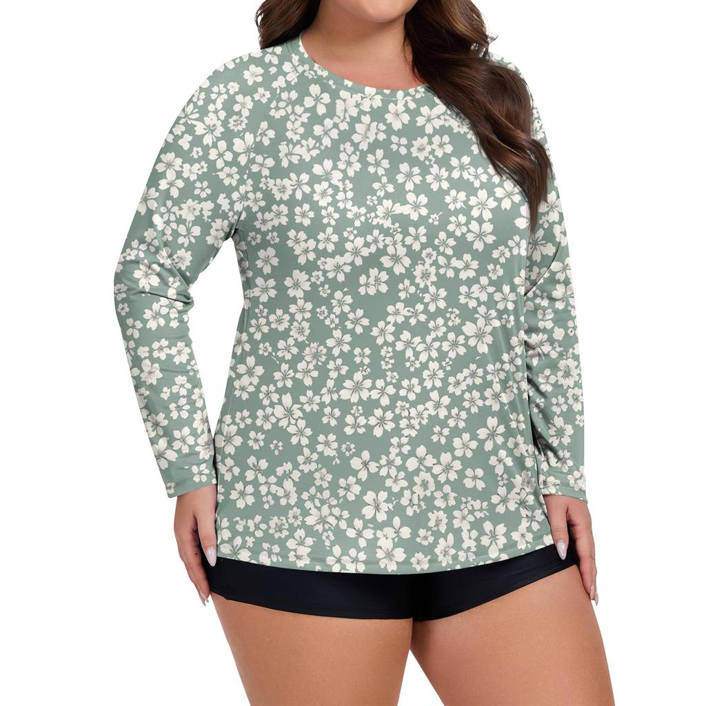Women's Print Large Size Long Sleeve Swimsuit Sun  Jacket Quick Dry Hiking Top