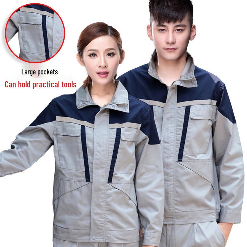 Color Block Men's Mechanic Work Overalls: Long Sleeve, Dirt Resistant Workshop Uniform