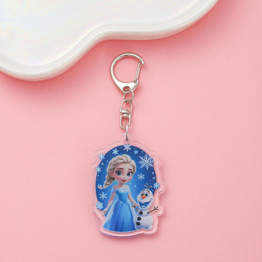 1/9Pcs Disney Princess Frozen Elsa Acrylic Keychain Cute Backpack Pendant Funny Bag Charms Accessories Decoration Holiday Gifts