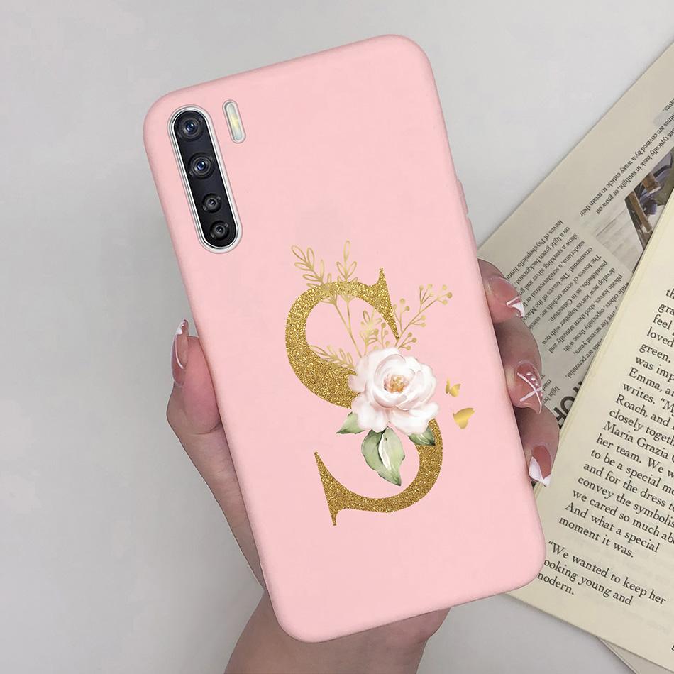 For OPPO A91 F15 Reno3 Phone Case Couple A-Z 26Letter Anti Drop Soft Silicone Matte Back Cover For OPPO A 91 F 15 Reno 3 Bumper