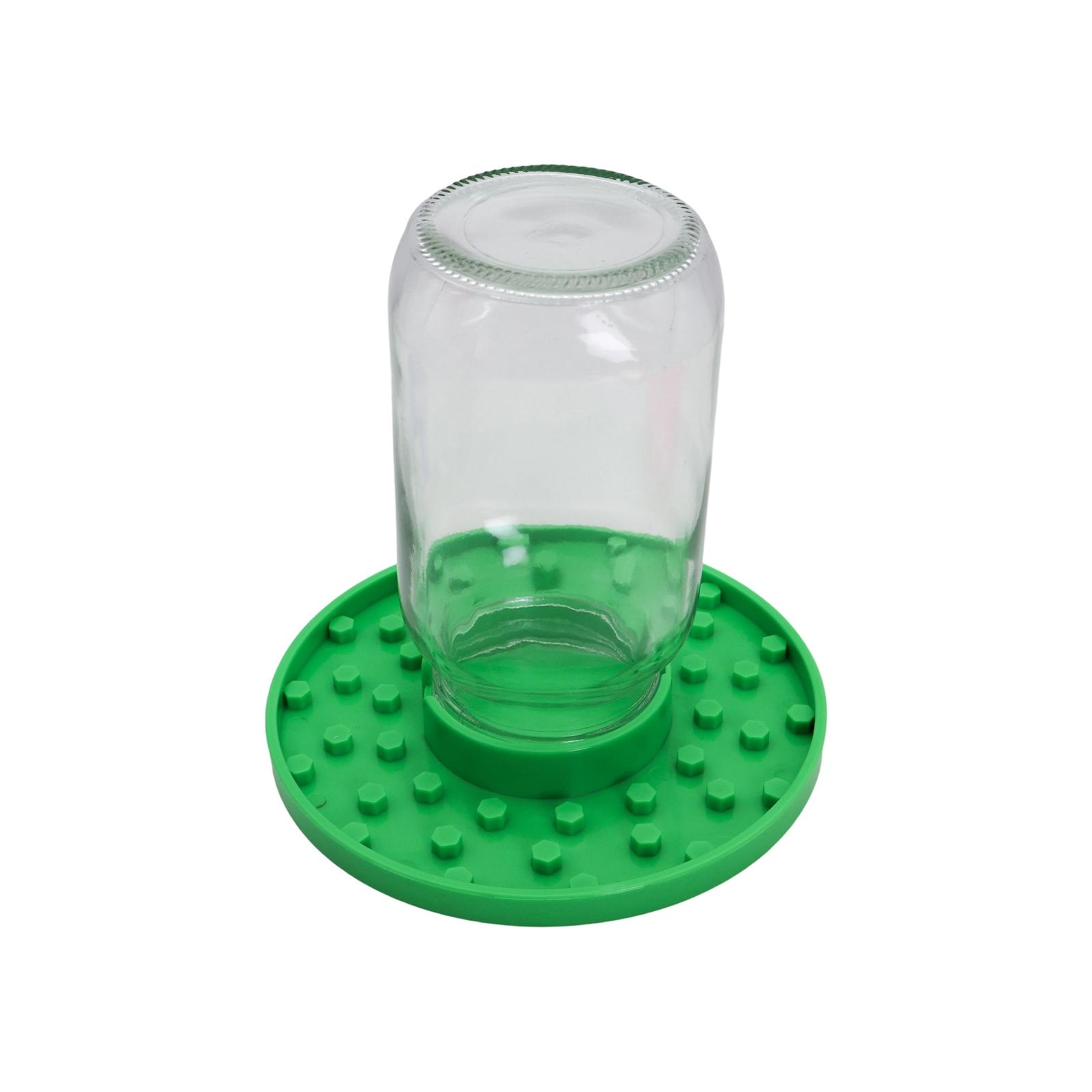 

Bee Feeder Glass Jar with Plastic Base for Beekeeping Hive Feeding Equipment Suitable for Outdoor Use and Easy Refill зелёный