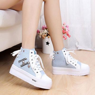 Damskie obuwie typu high top Wiosna Jesień Damskie wysokie na platformie buty płócienne Oryginalna moda Y2k 39 Casualowe sznurowane botki