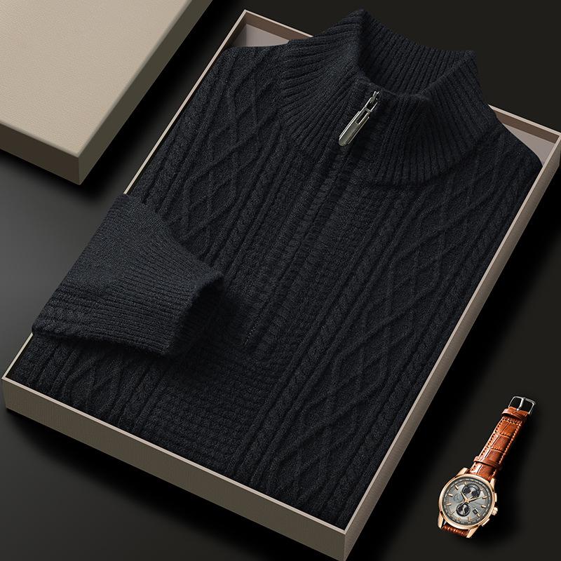 Men s Premium Half-Zip High Collar Knit Sweater Double Extra Large