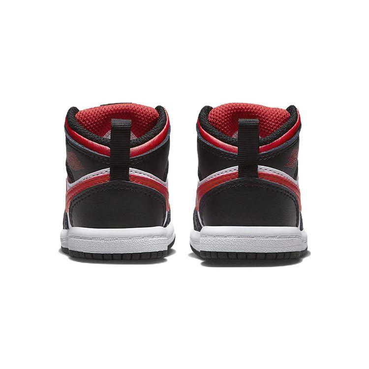 Air Jordan 1 Mid TD Black Fire Red Baby Sneakers White 640735-079