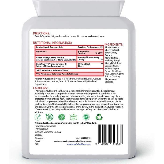 Cherry max 1500mg 90 gélules | prowise healthcare