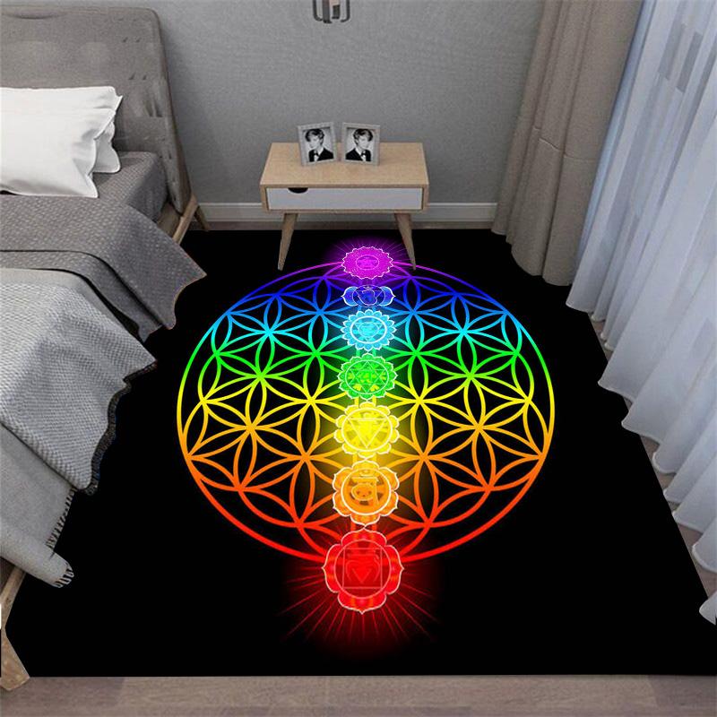 Meditace na jógu Koberec Duha 7 čaker Dekorace do obývacího pokoje Podložka na podlahu Domácí Ložnice Protiskluzová Kuchyň Koberec Vana Omyvatelná rohožka