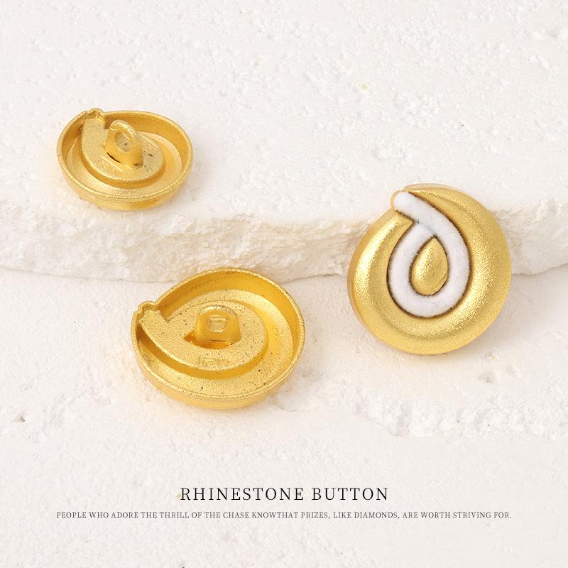 

5pcs Metal Flocking Combination Button High-End Fashion Coat Jacket Decorative Button Children S Sweater Suit Button Accessories 18Mm Gold + White