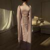 Fall Winter Women's Sexy Rhinestone Splicing Evening Dress for Crossbody Party Cocktail Formal Event