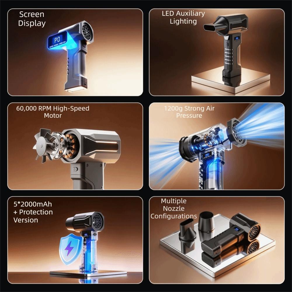 High Performance Motor Rechargeable Handheld Blower High Power Mini Air Fan  Outdoor Use