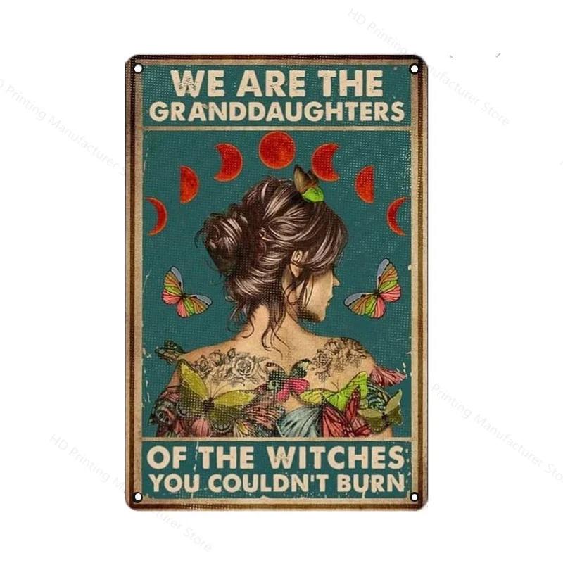 Schwarze Katze Frauen Metallschild Vintage 30 *20cm Blechschild Kaffee Yoga Schlafzimmer Club Dekoration Zuhause Vintage Kunstplatte Wandposter