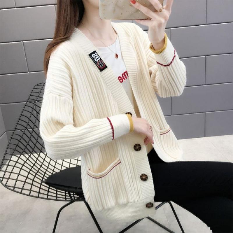 Sweater Jacket for Women's Spring and Autumn New Loose Top Lazy Style Knitted Cardigan