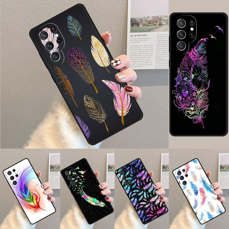 Feather Phone Case for Samsung Galaxy note 10 pro S26 Ultra S23 S24 FE S25 S21 S22 PLUS shockproof Cove