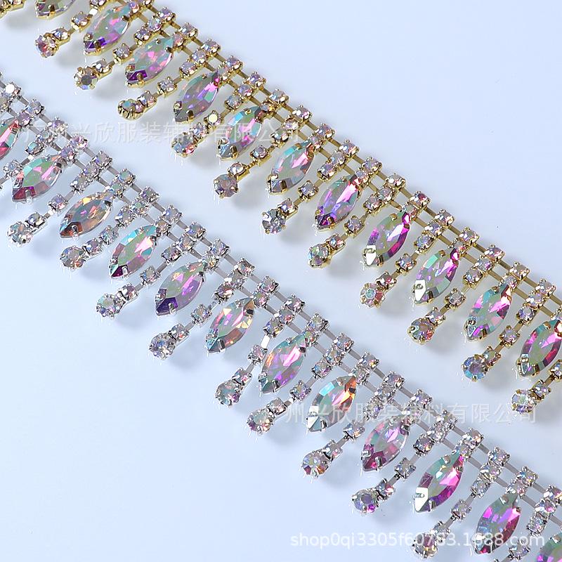 European & American Style Tassel Rhinestone Eyelet Chain for DIY Jewelry