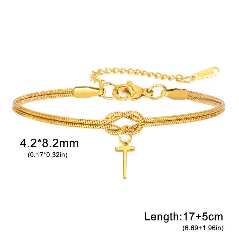 Stainless Steel 26-Letter Bracelet & Anklet with Double-Layer Knotted Snake Bone Chain