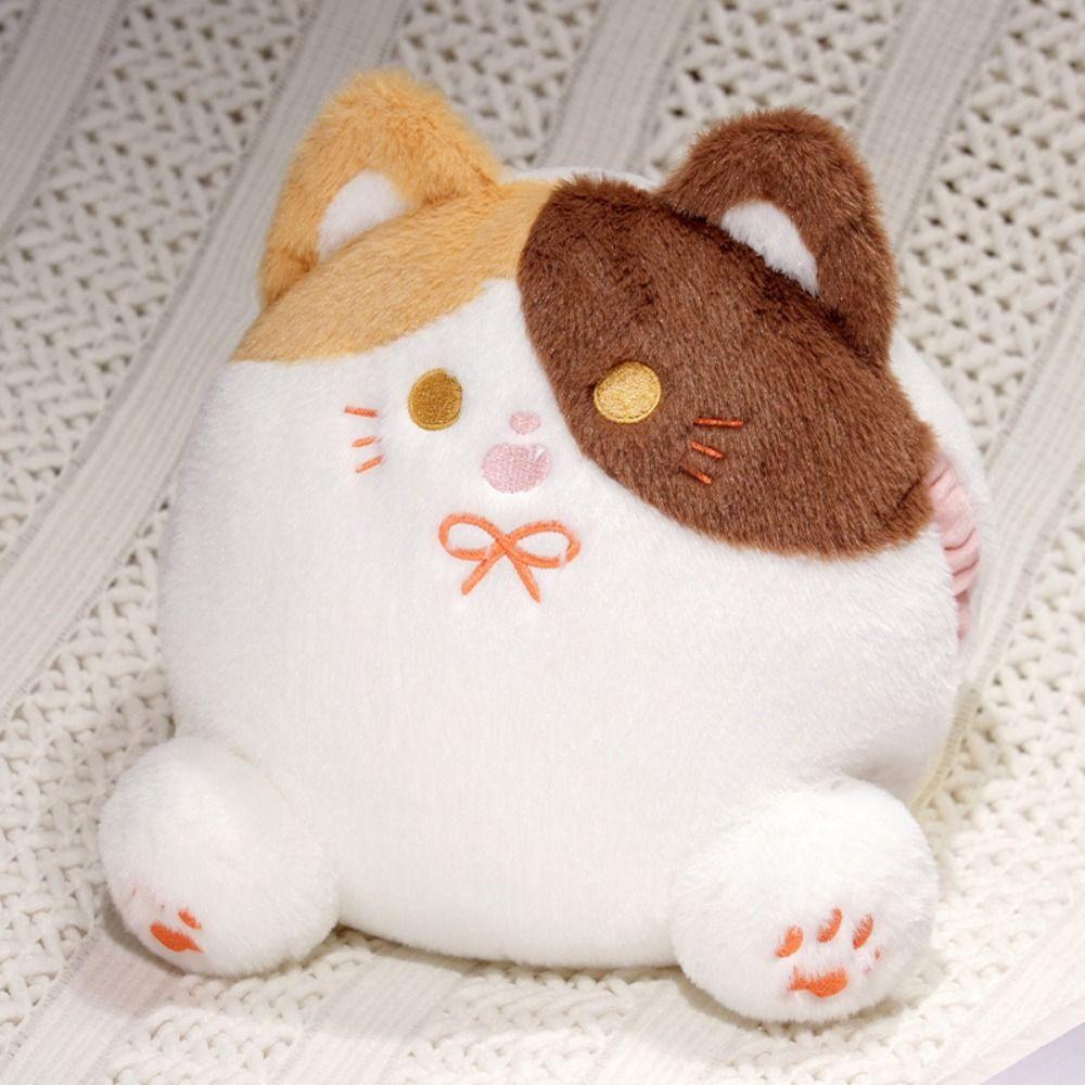 with Hand Pocket White Cat Plush Pillow Smile Black Cat Plush Doll  Home Decor