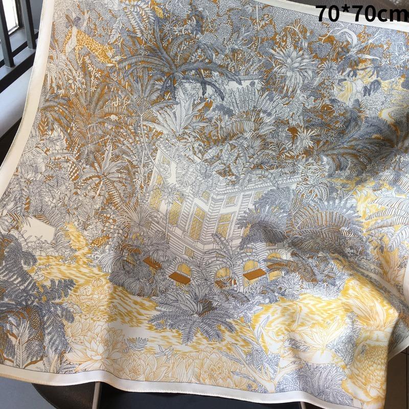 

Womens Simulation Silk Scarf Aligned Faint Curved Mild Plain Outer Fitting Light Young Folded Key Daily Closed Grace Piece 70x70cm