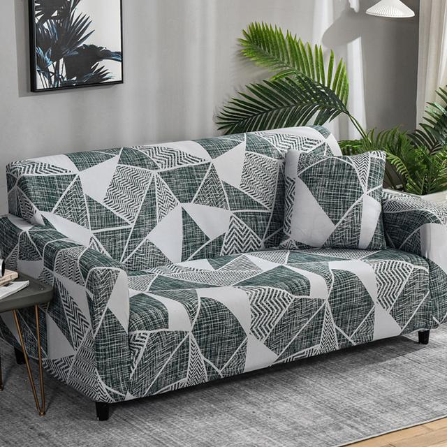 Elastic L-Shaped Sofa Cover Stretch Geometric Design Slipcover For Living Room Corner Couch Cover Durable Fabric