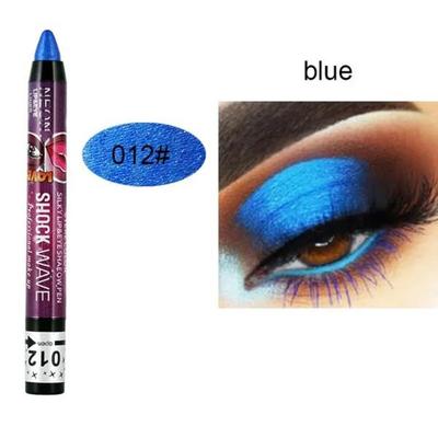 Shadow Eye Makeup 2 In 1 Waterproof Eye Shadow Lipstick Pen Smudge-Free Stick Lip Makeup Glitter Shimmer Long-Lasting, 12 with Sharpener, 1 Piece