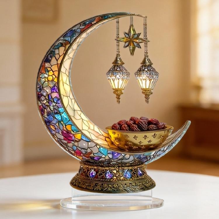 Islamischer Eid Mubarak 2D Mondlaterne Acryl Tischschild Ornament für Ramadan Muslime Party Mittelstücke Dekoration Geschenk