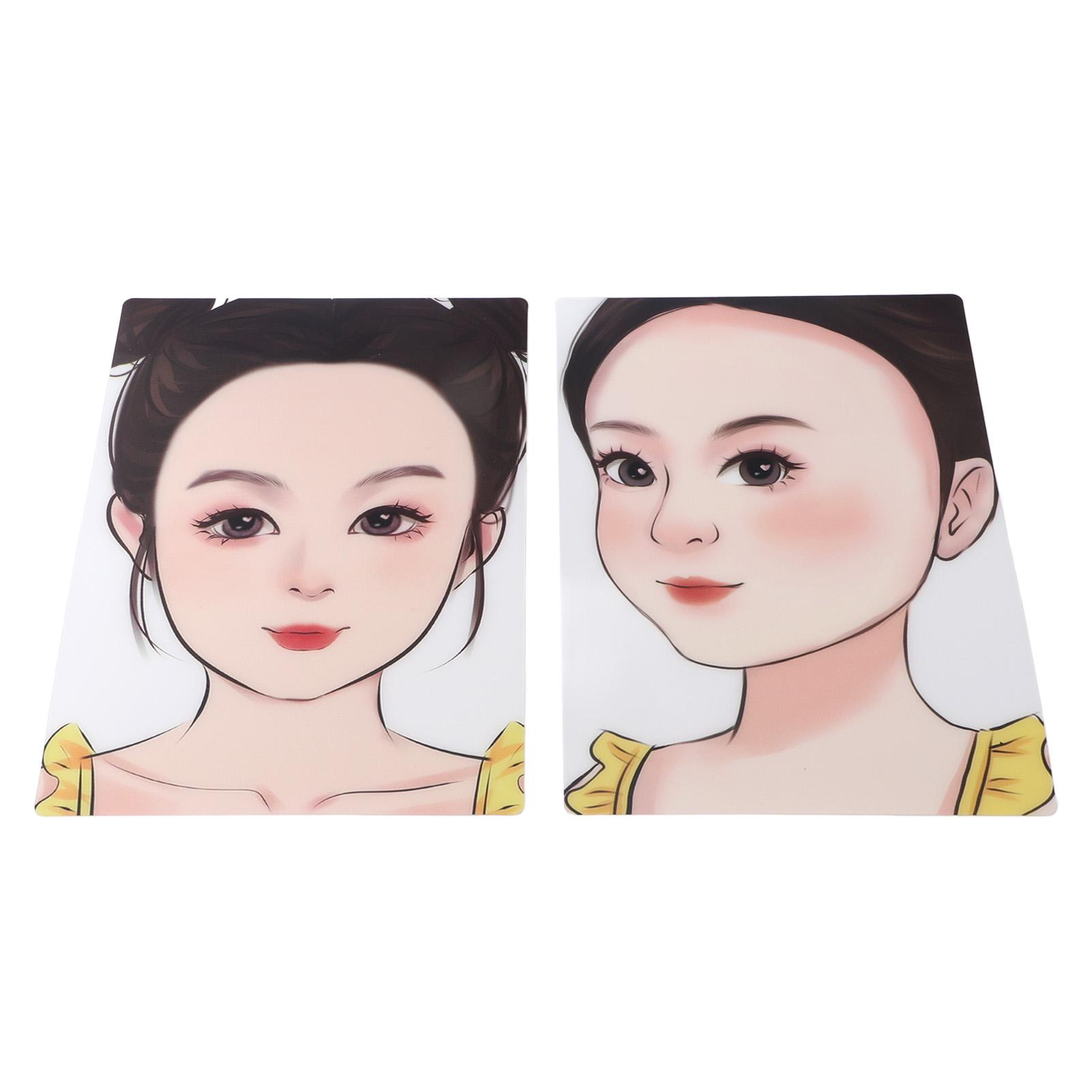 

2pcs Child Face Painting Practice Boards Reusable Washable Painting Exercise Template Makeup Painting Tool