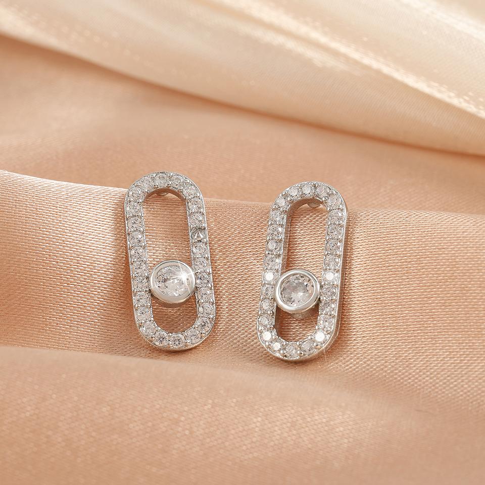 

ZAKOL Classic Luxury Geometric Square Round Zircon Charm Pendant Necklace Earring for Women Unique Wedding Party Zircon Set