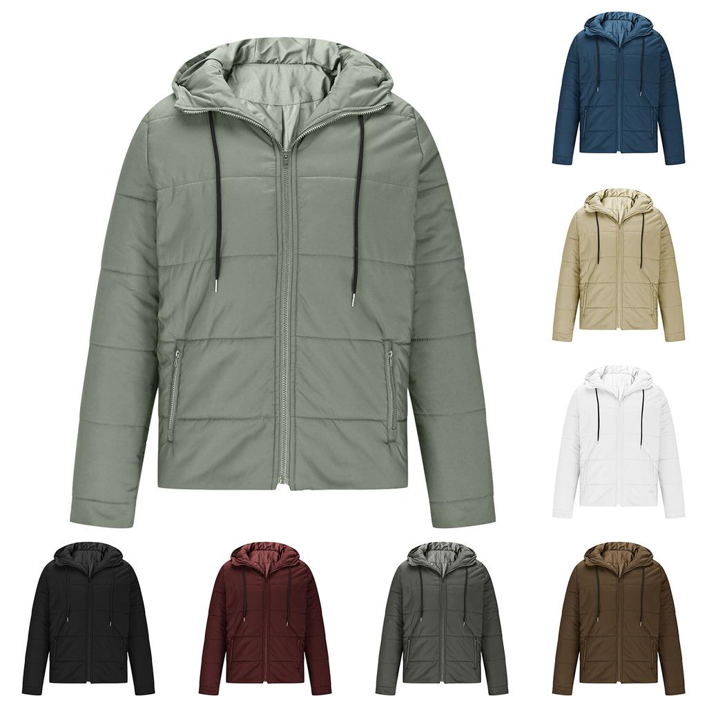 Men's Leisure Adding Fleece Thickened Hooded Hood Cotton-Padded Jacket Coat