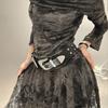 Vintage Women's Rivet Belt Y2k Dress Jeans Belt Retro Leather Waist Belt  Spicy Girls