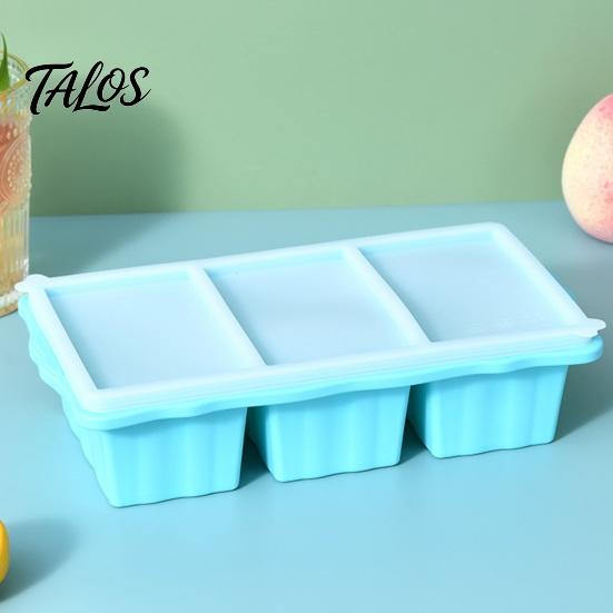 BPA-free Large Ice Cube Tray Silicone Freezer with Lid 3-Compartment And Oven Safe Mold for Soups Sauces BPA-Free Maker Easy-release