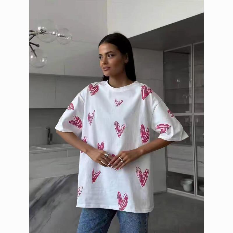 

Футболка свободного покроя с короткими рукавами и принтом из чистого хлопка, летняя футболка с индивидуальным дизайном 2XL белый