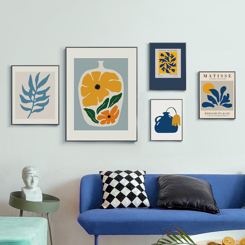 Henri Matisse Abstract Canvas Art Posters Nordic Vase Flower Decoration Paintings Print Picture for Living Room Blue Home Decor