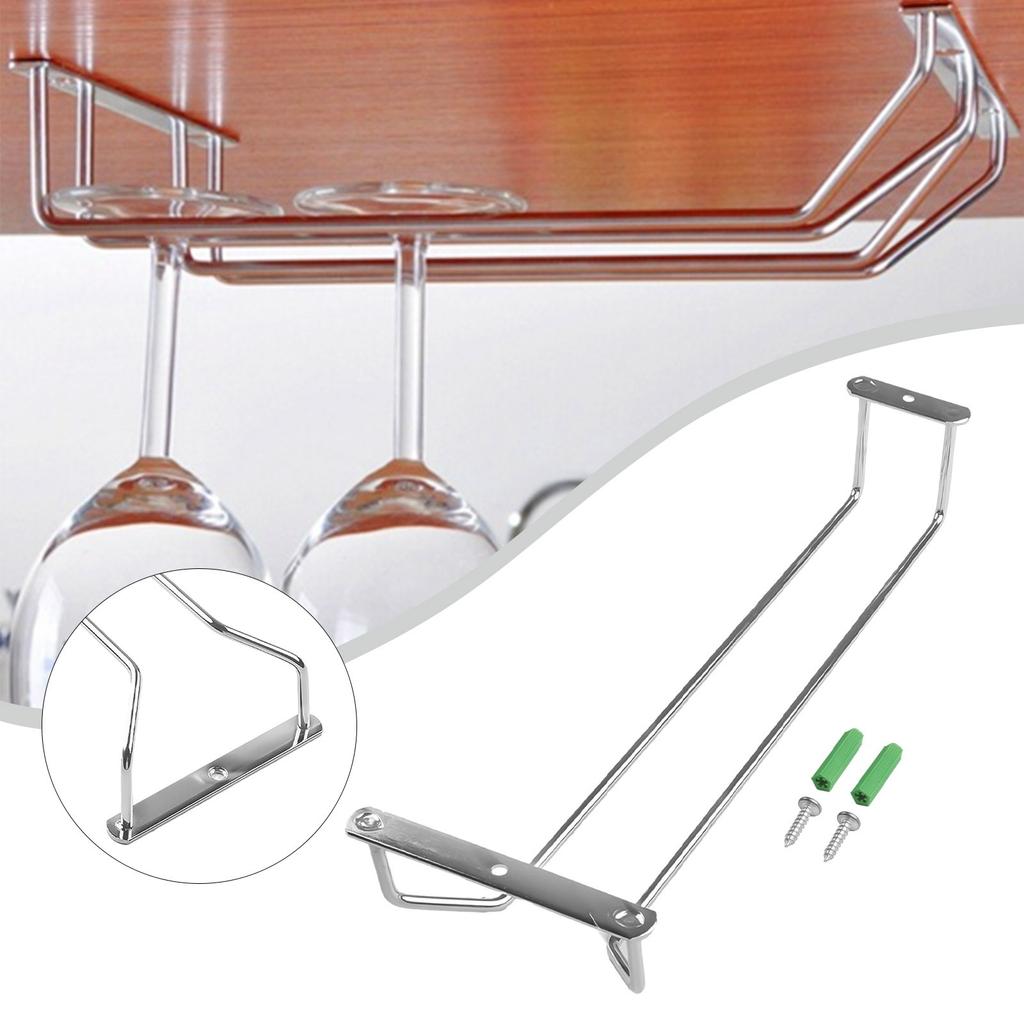 Silver Wine Glass Rack Cup Holder Shelf Organizer Display Stainless Steel Hanger