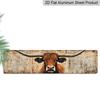 2D Flach - Retro Longhorn Metallwandschild - Langlebiges Westliches Ranch Aluminium Dekoratives Schild, 3,93 x 15,74 Zoll, Bauernhaus Stil Büro Zuhause Hängend