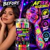 Fluorescent Body Paint Markers Set, 6 Color Neon Face Paint Pens for Party Makeup, Glow Under UV Light, Smooth Drawing Quick Dry