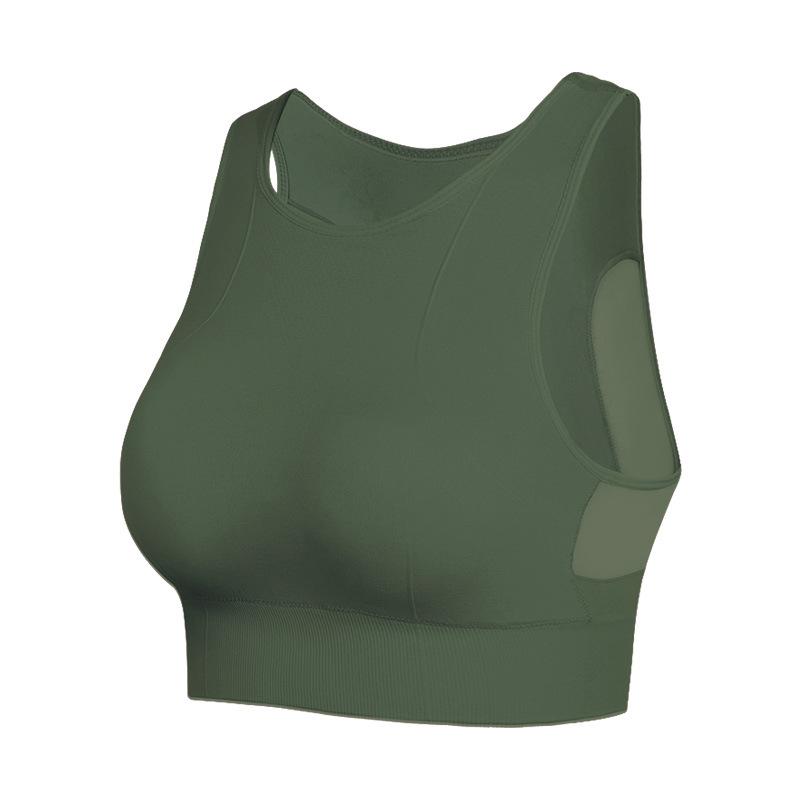 Plus Size Mesh Back Quick-Dry Shockproof Sports Bra for Running & Yoga - Wire-Free, Beautiful Back Support Extra Large темно-зеленого