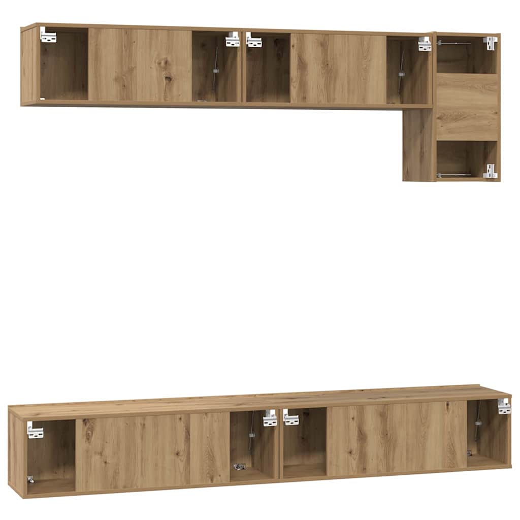 Wall Mounted TV Cabinet Set 5 pcs Artisan Oak Wood Based Material