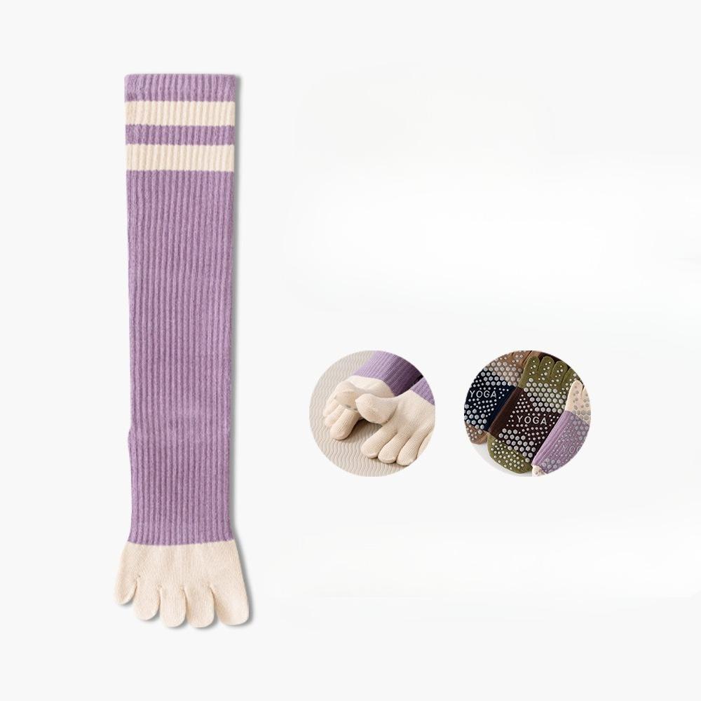 Autumn and Winter Yoga Socks, Anti-slip Women's Five-finger Socks, Calf Socks, Pilates Fitness Socks, Pressure Slimming Thigh-high Socks