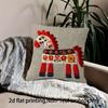 2D flat- Bohemian Folk Art Horse Print Linen Throw Pillow Cover Home Decor Cushion Case for Sofa Couch Bedroom