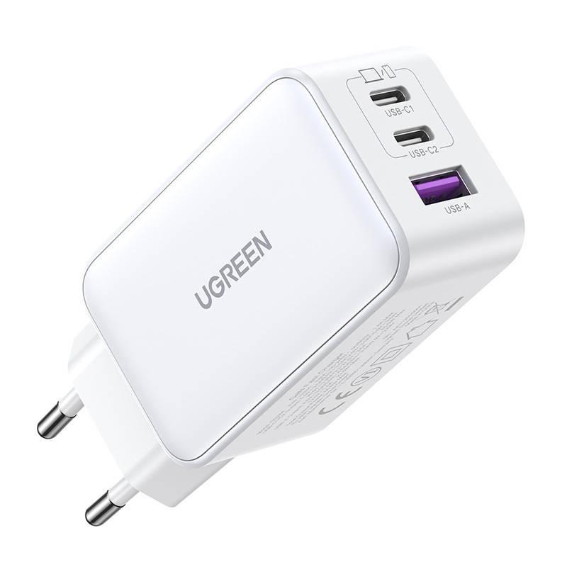 Netzladegerät Ugreen 15334 Nexode, 2Xusb-C, Usb-A 3.0, Pd3.0, Qc4.0, Gan, 65W (Weiss)