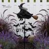 Halloween Gartendekoration Hexe Windrad, Hofkunst Metall Outdoor Skurrile Stange, Fliegendes Spinner für Rasen Terrasse Weg Herbst Dekoration Dekorationen