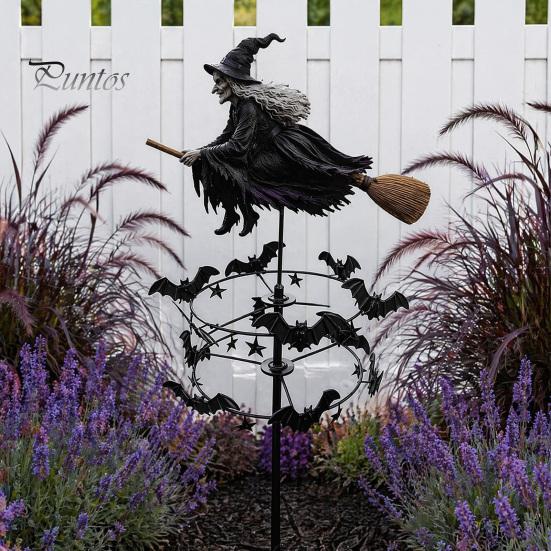 Decorazione Giardino Halloween Strega Girandola, Arte per Cortile Metallo Esterno Palo Fantasioso, Girandola Volante per Prato Patio Sentiero Decorazioni Autunnali