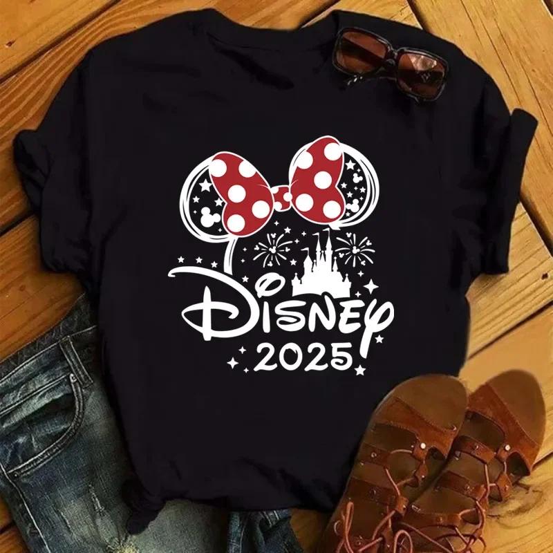 Disney Cartoon 2025 Travel Pattern Printed T-Shirt Summer Women's Casual Tops T-Shirt Fashion Clothing Harajuku Y2k T-Shirt