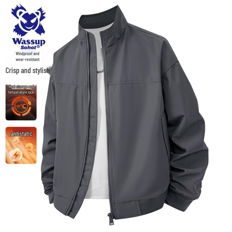 Wassup Sohot Męska Kurtka Lotnicza w Amerykańskim Stylu ze Stójką