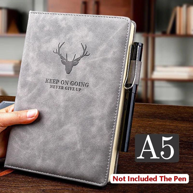 360 Pages Portable Extra-thick Wax-feeling Leather A5 Log Notebook for Daily Work Office School Supplies Korean Stationery